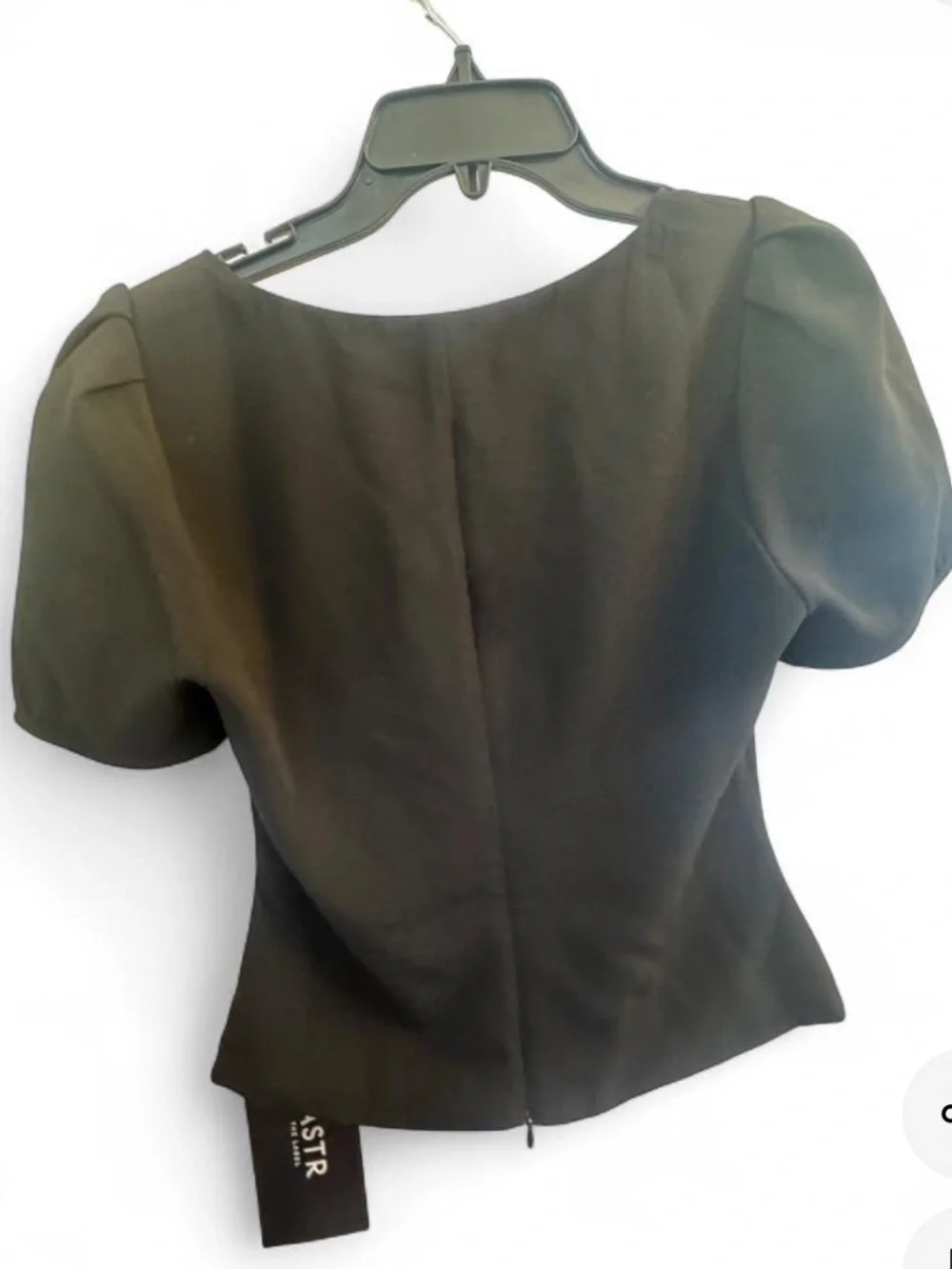 ASTR The Label Black Tie Front Puff Sleeve Top XS NWT